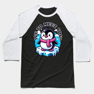 Frosty Welcome: Penguin's Greeting Baseball T-Shirt